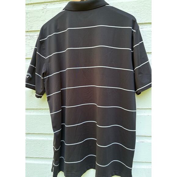 Callaway Golf Opti-Dri Polo Shirt Mens Large Black Stripe Athletic Performance - Picture 3 of 5